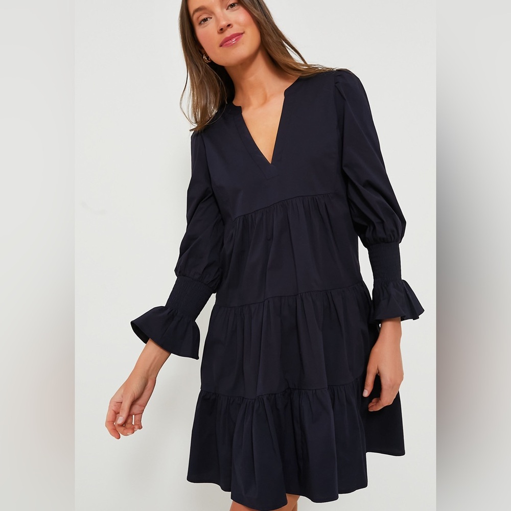 Pomander Place Navy Blue Cotton Kenzo Long Sleeve Dress | XS